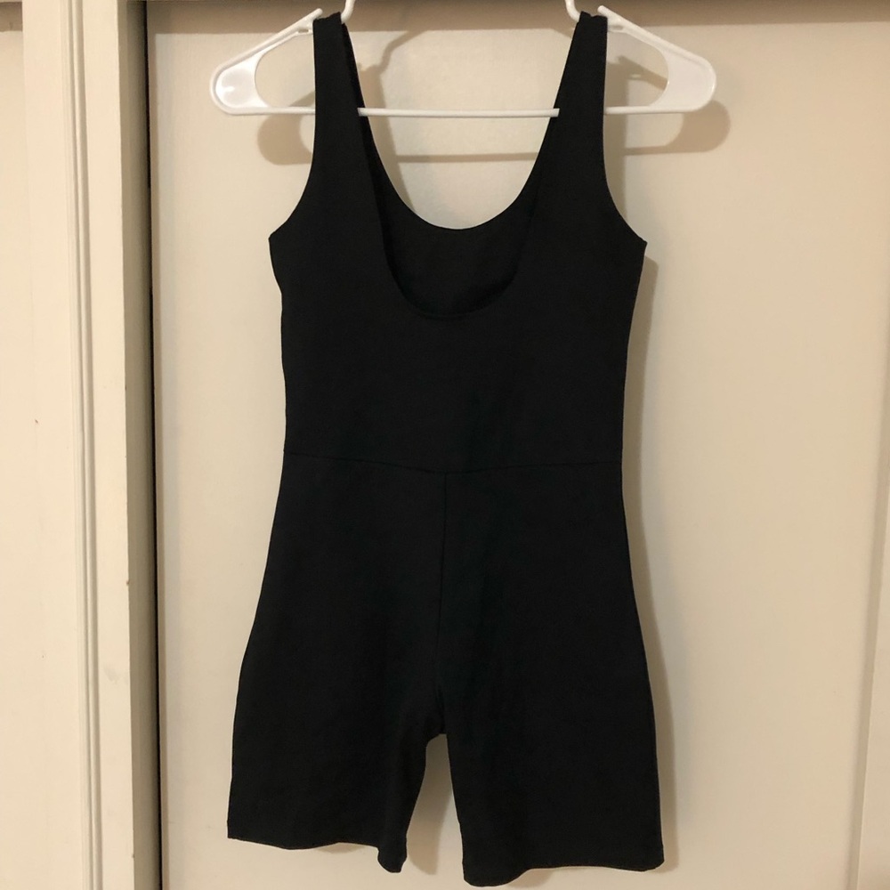 Black bike playsuit/romper/unitard